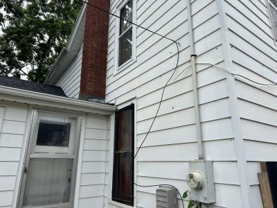 Fulton Window Installation - outside above rear porch, before