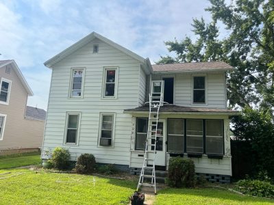 Fulton Window Installation - outside 2nd floor window installation, during