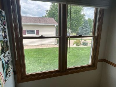 Le Claire Window Replacement - inside kitchen double-hung window, before
