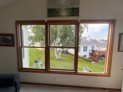 Le Claire Window Replacement - inside double-hung window removed, during