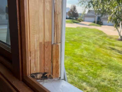Le Claire Window Replacement - inside double-hung window closeup, during