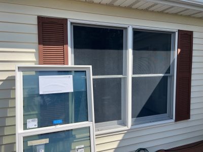 Le Claire Window Replacement - outside double-hung windows, during