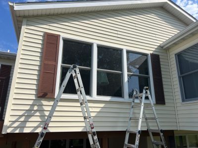 Le Claire Window Replacement - outside triple window, during