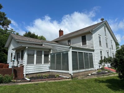 Taylor Ridge Window Replacement - outside porch and sunroom, before