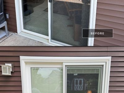 Bettendorf Patio Door Installation - outside, before and after