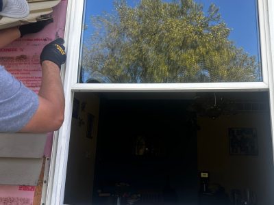 Ipava Window Replacement - outside window removal, during