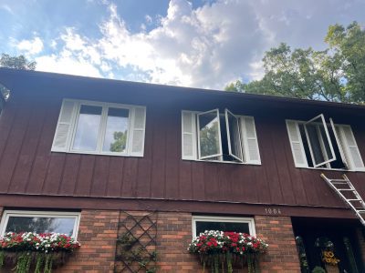Moline Window Installation - outside upstairs, before