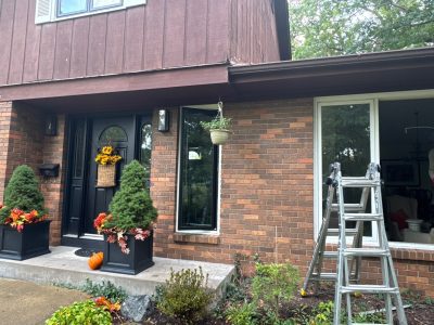 Moline Window Installation - outside front windows, during