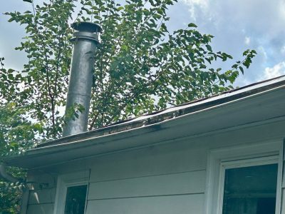 Rock Island Gutters Installation - outside corner roof, before