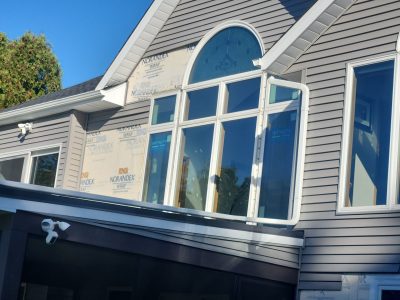 Bettendorf Window Contractor - outside bay window, during